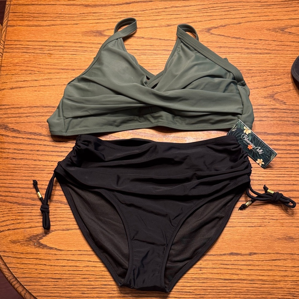 Stylish Olive and Black Bikini Set